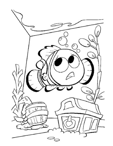 Nemo In The Aquarium  Coloring Page